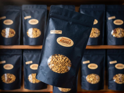 Nut-Free Birthday Cake granola resealable bag