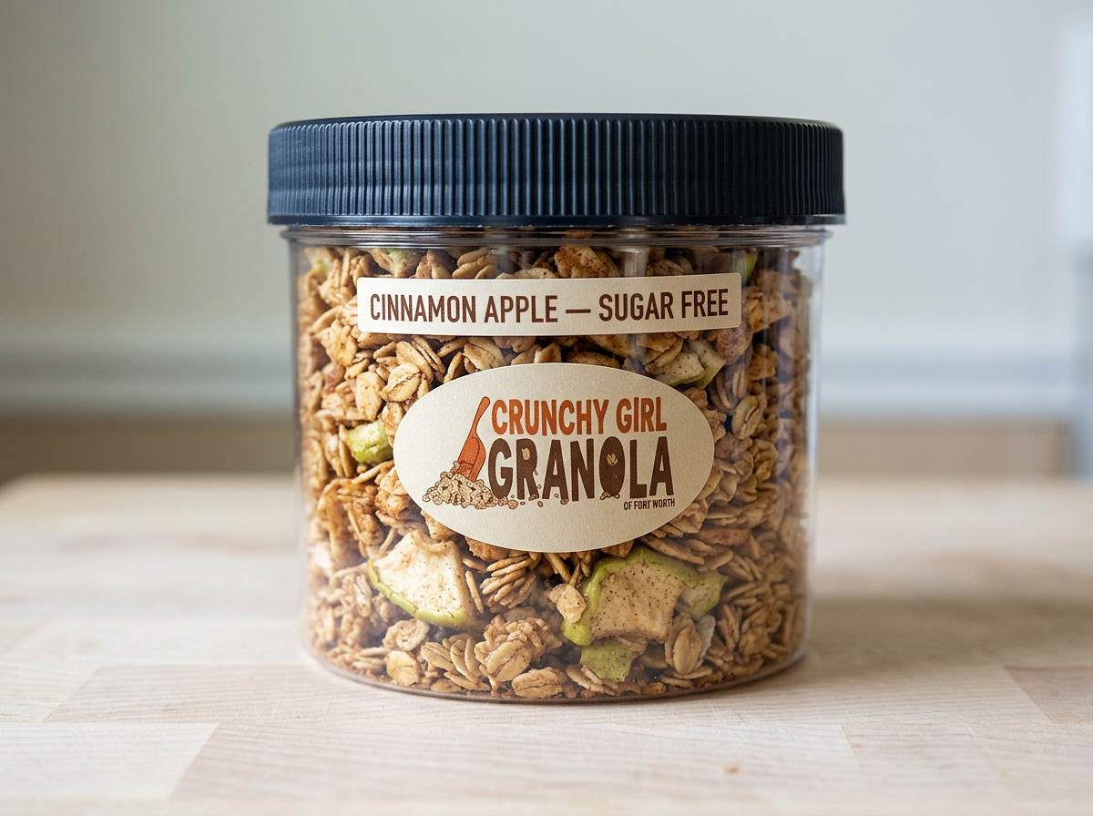 Sugar-Free Apple Cinnamon granola jar